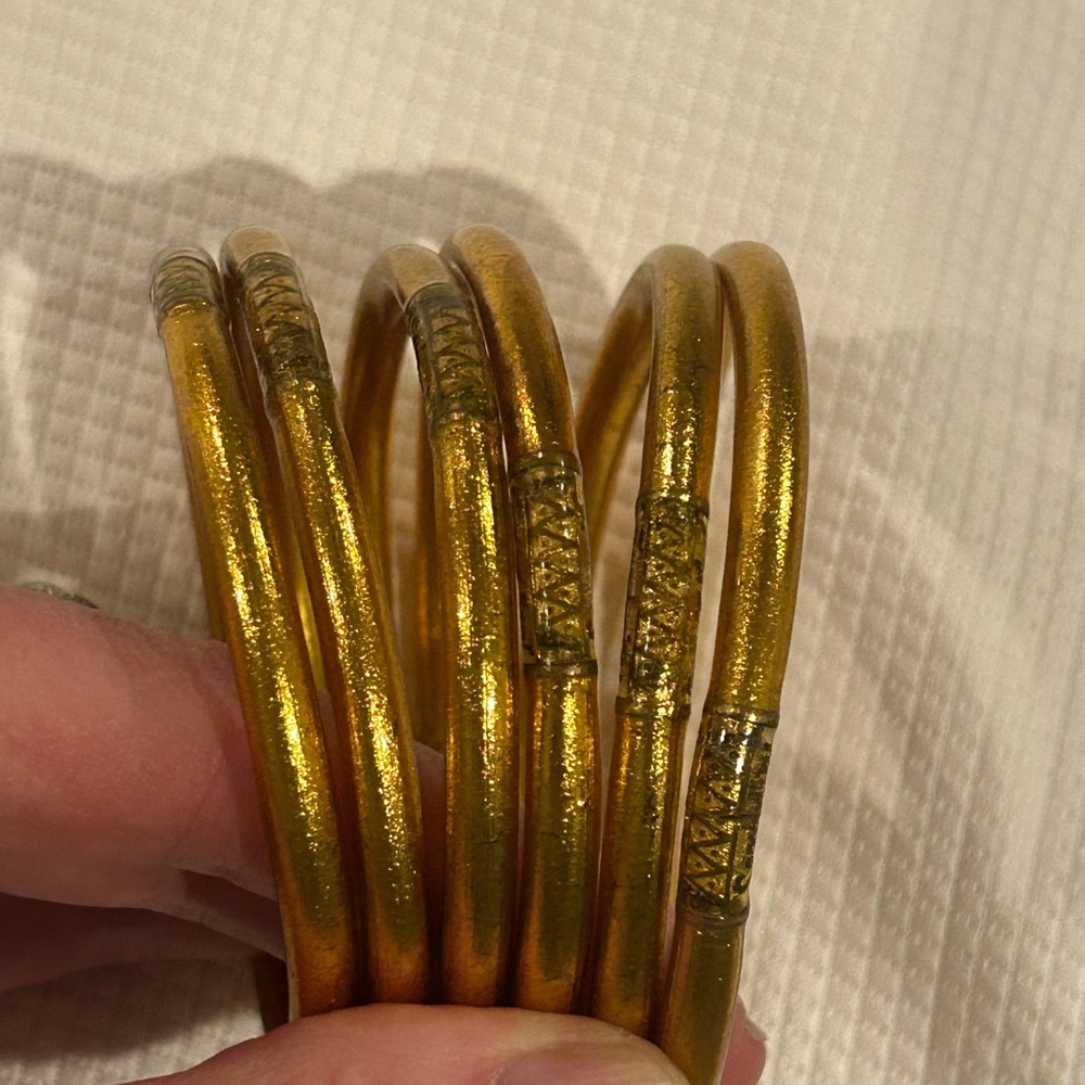 Gold BUHDAGIRL all weather bracelets, set of 6, size medium. - Picture 4 of 8